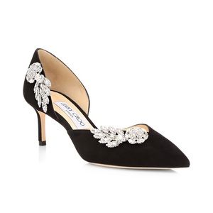 Jimmy Choo Teja Embellished Suede d'Orsay Pumps